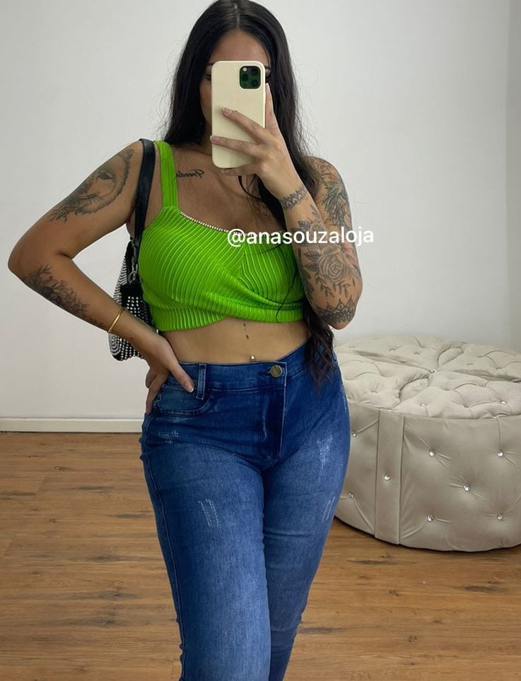 cropped canelado fernanda verde