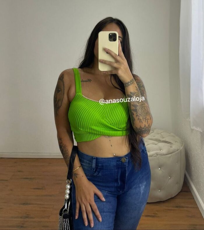 cropped canelado fernanda verde