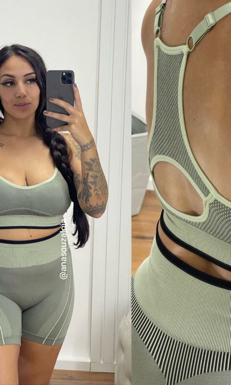 conjunto shorts e top jaque verde