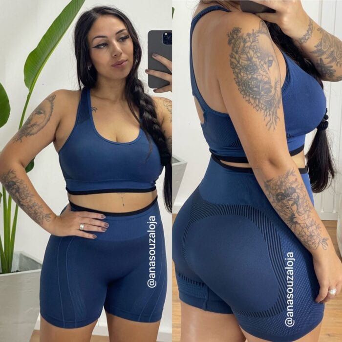 conjunto shorts e top jaque aul marinho