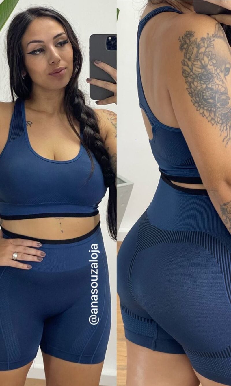 conjunto shorts e top jaque aul marinho