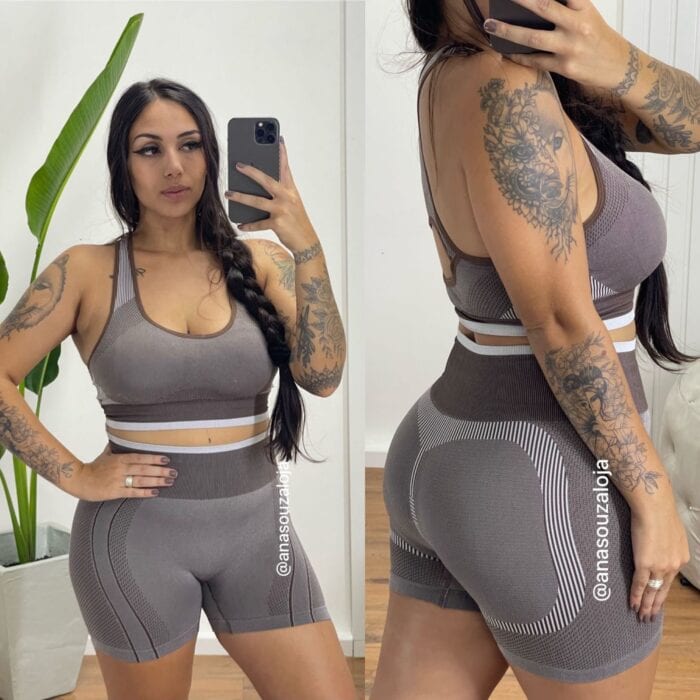 conjunto shorts e top jessica marrom