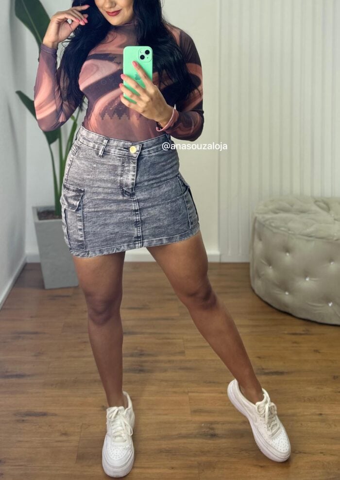 saia cargo marmorizada saia cargo marmorizada