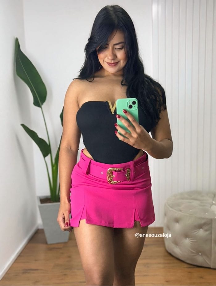 shorts saia alfaiataria liz pink