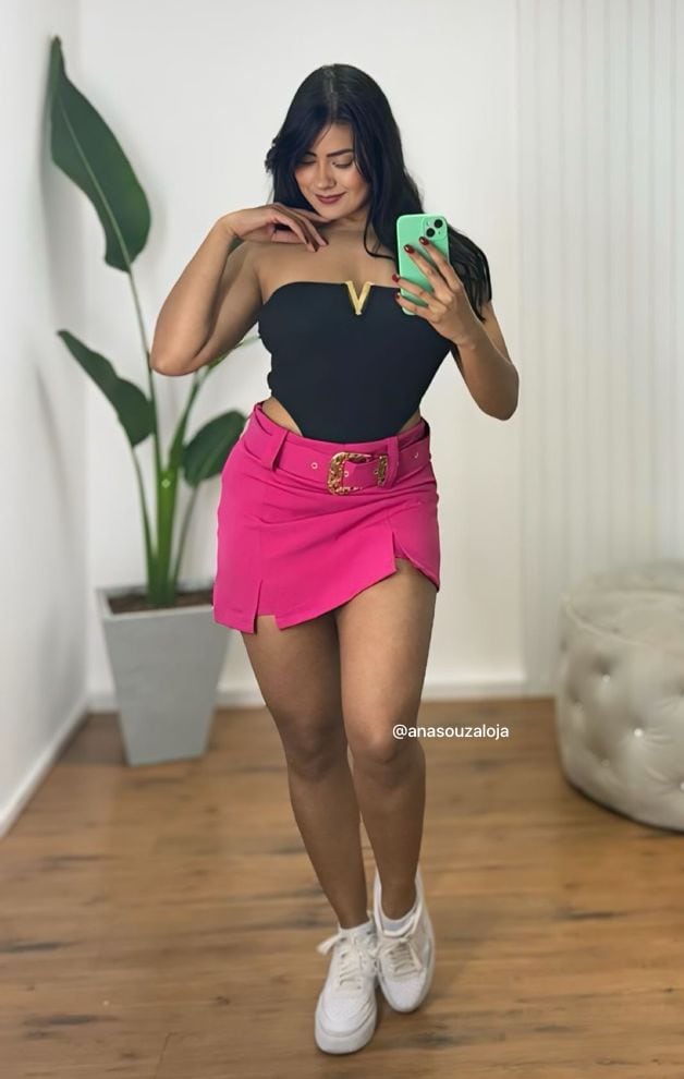 shorts saia alfaiataria liz pink