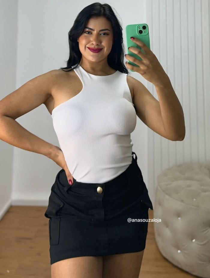 saia jeans cargo preto