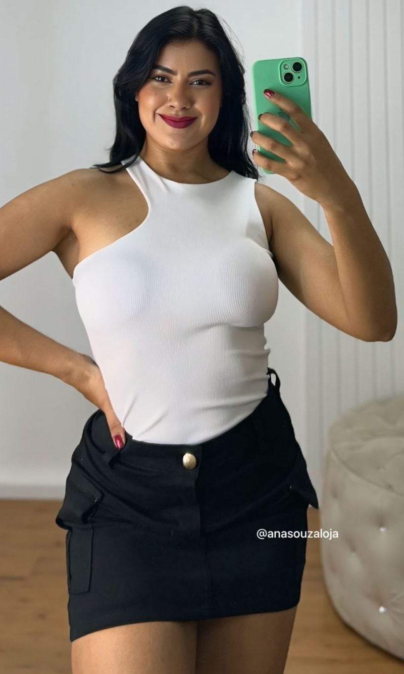 saia jeans cargo preto