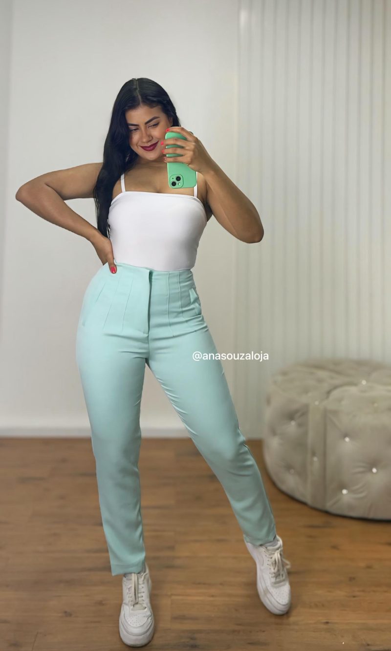 calÇa modelo zara verde agua