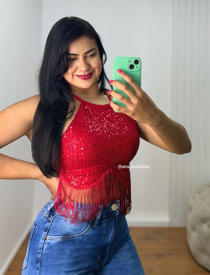 cropped franja luÍza vermelho