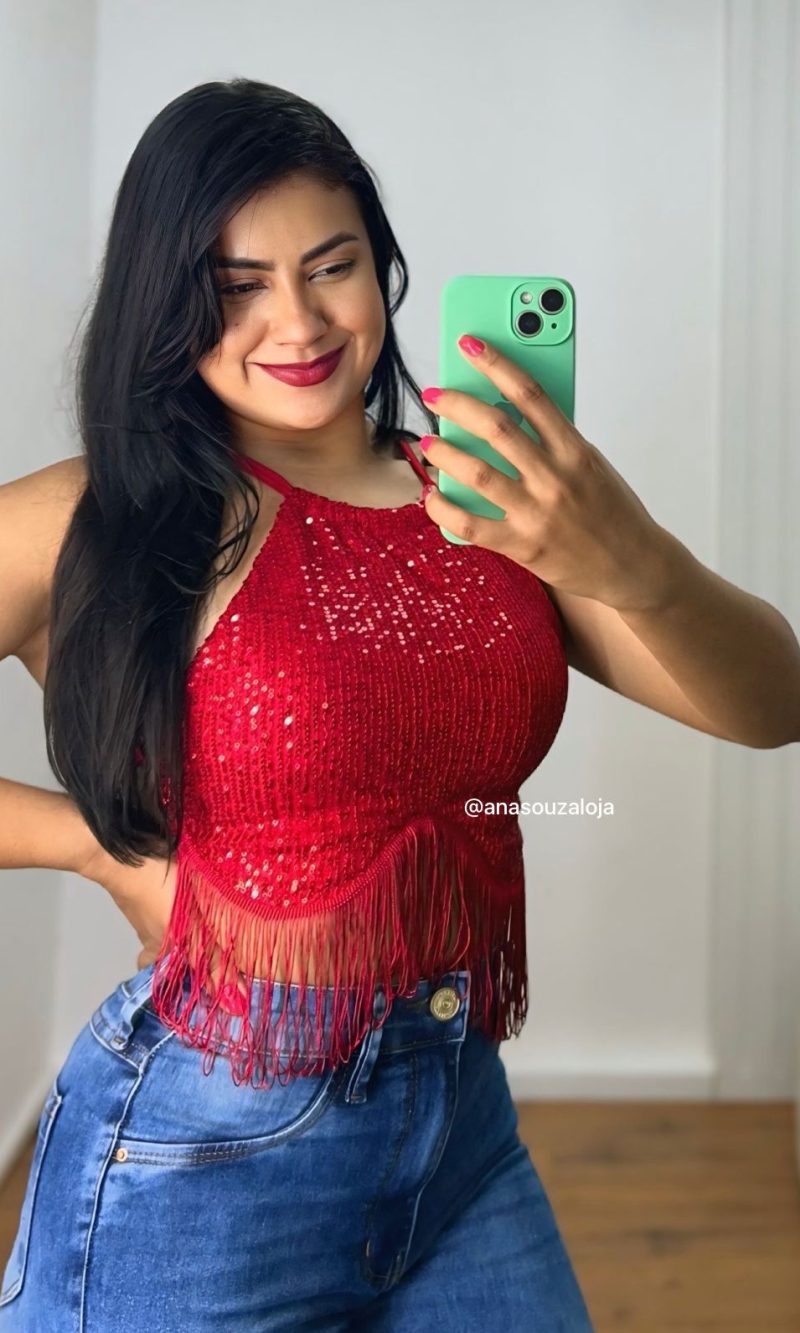 cropped franja luÍza vermelho