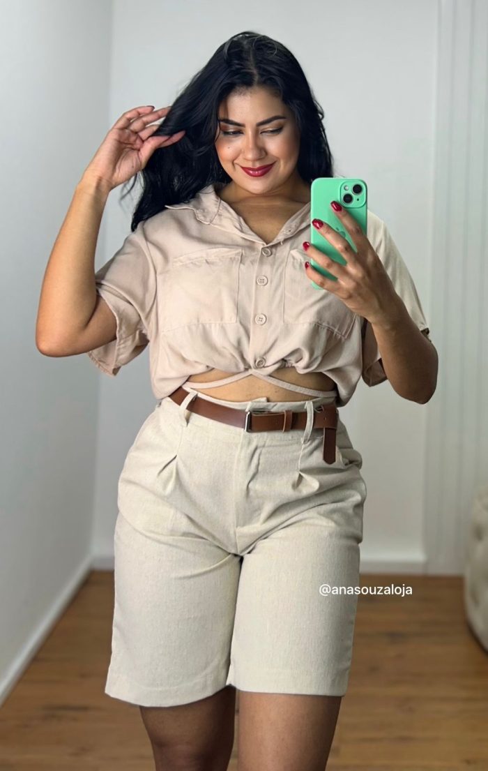 shorts de linho beatriz cru