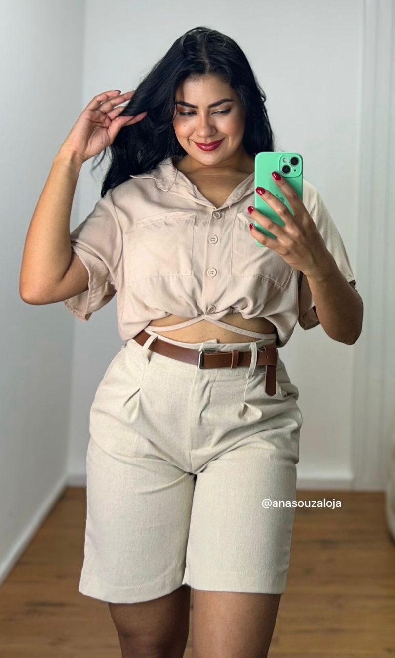 shorts de linho beatriz cru