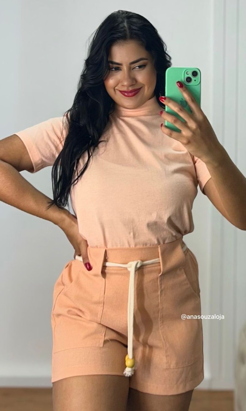 shorts de linho liz azul