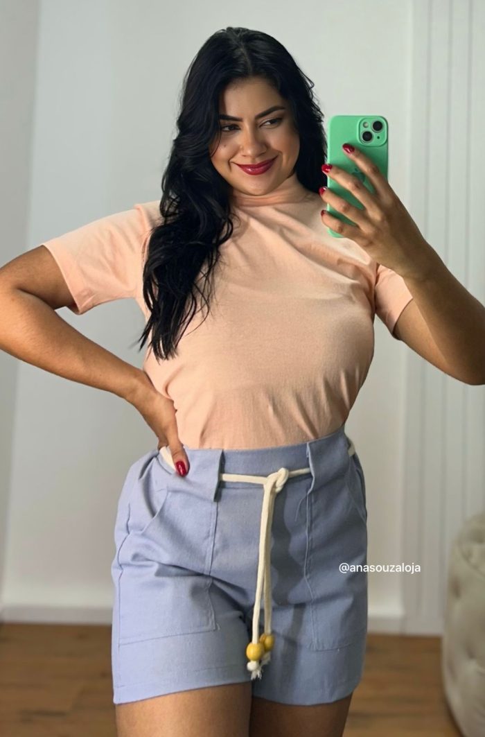 shorts de linho liz azul shorts de linho liz azul