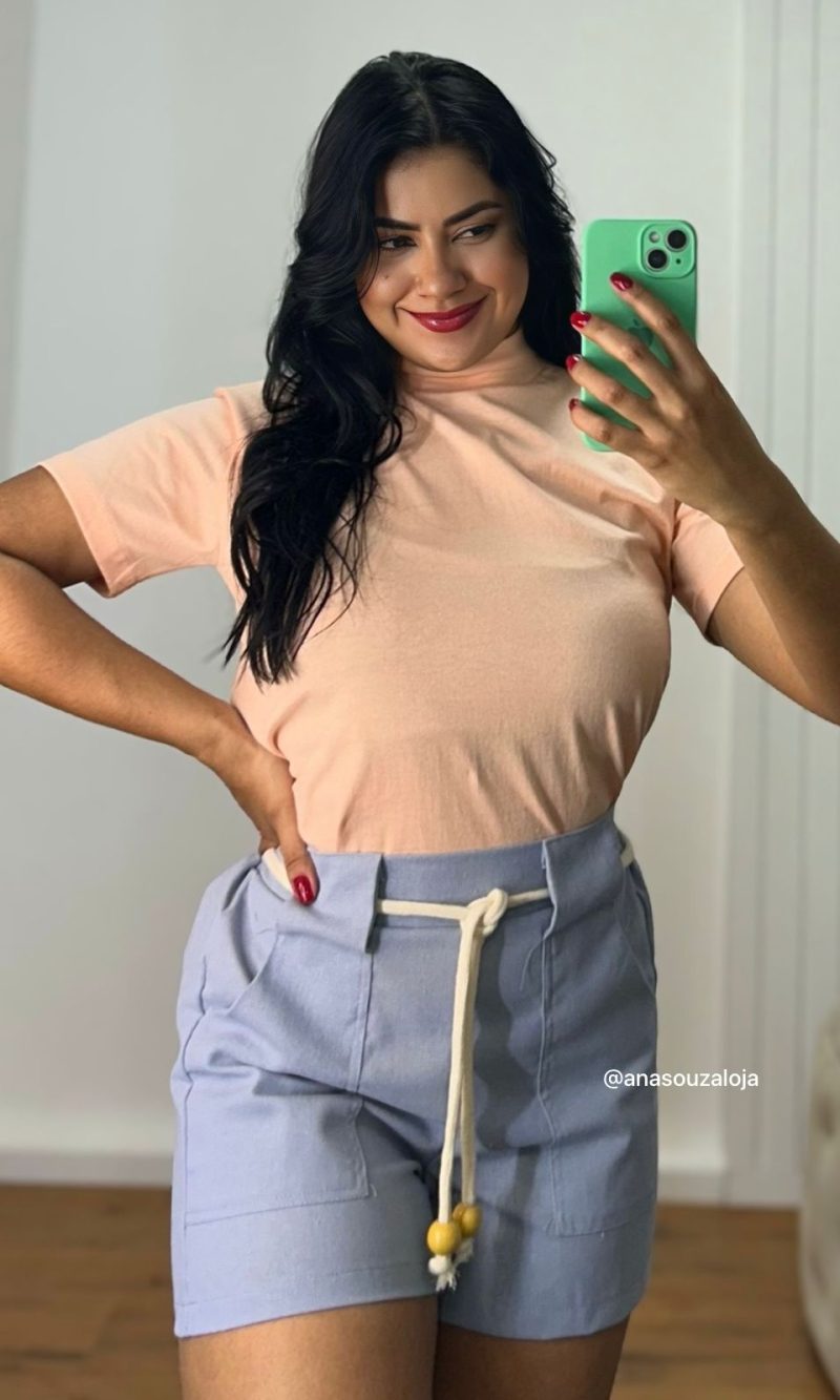 shorts de linho liz azul shorts de linho liz azul