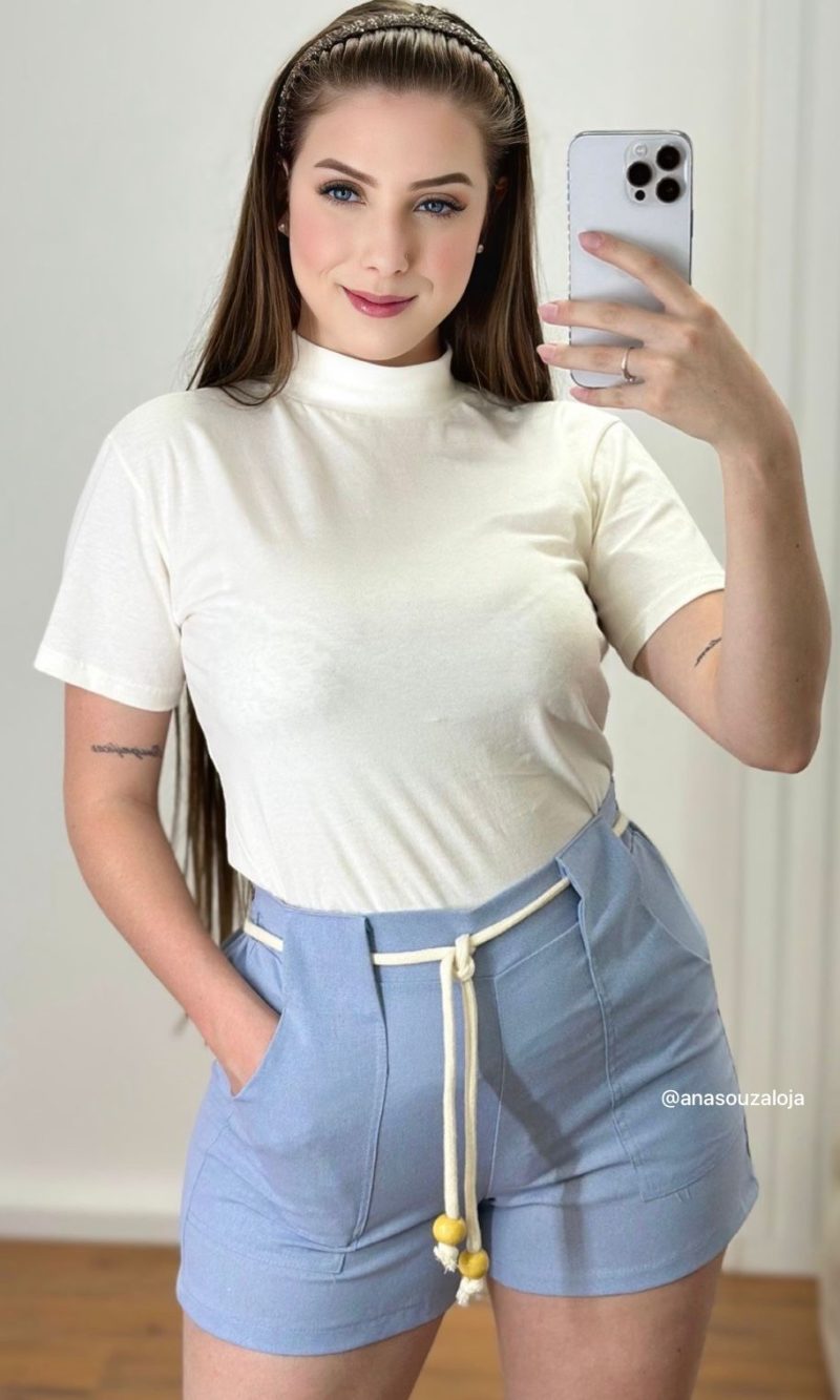 shorts de linho liz azul