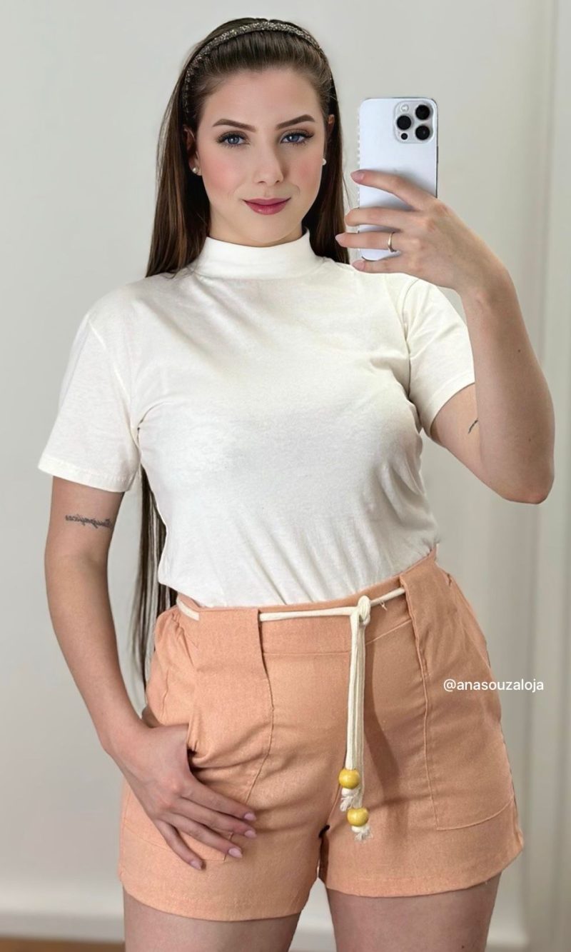 shorts de linho liz azul