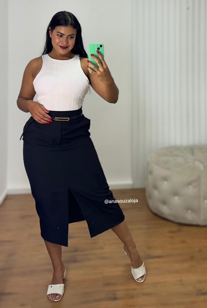 saia de alfaiataria graziela cinza