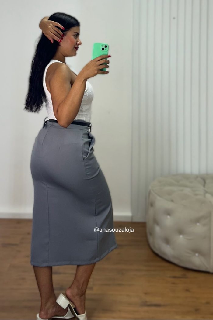 saia de alfaiataria graziela cinza saia de alfaiataria graziela cinza