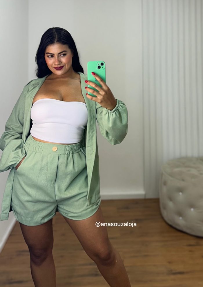 conjunto de linho tatiele verde hortelà conjunto de linho tatiele verde hortelÃ