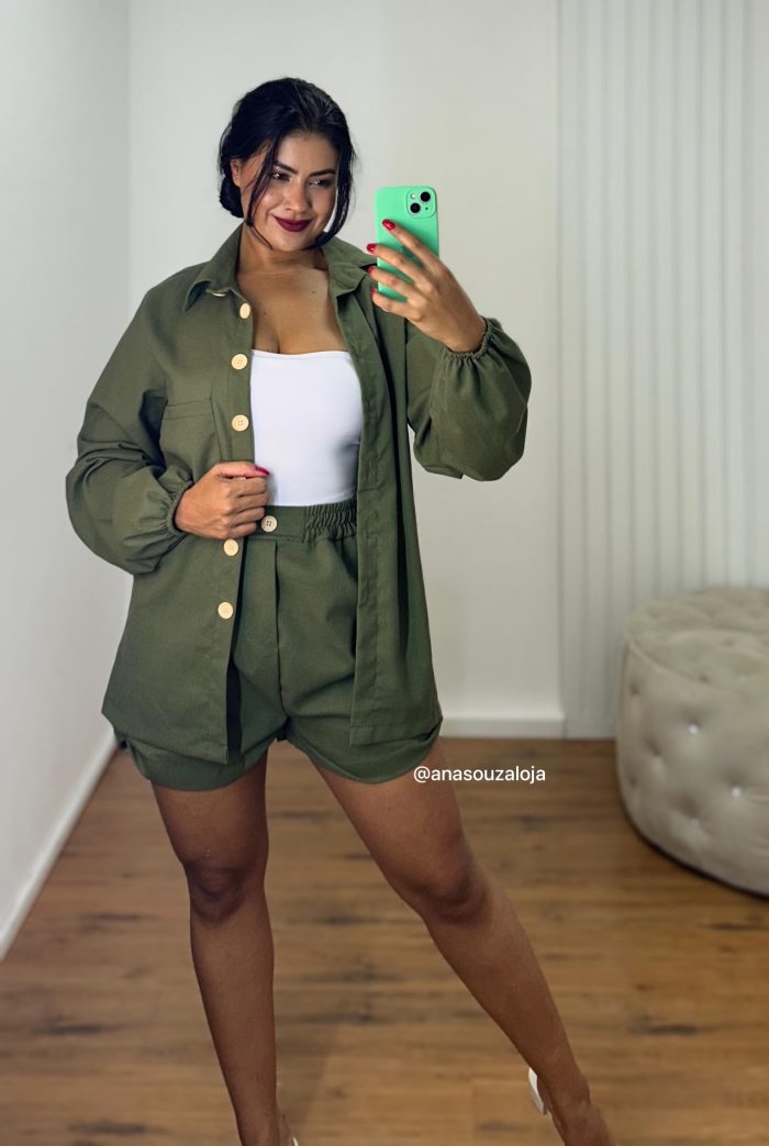 conjunto de linho tatiele verde militar conjunto de linho tatiele verde militar