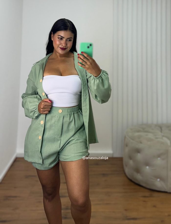 conjunto de linho tatiele verde hortelà conjunto de linho tatiele verde hortelÃ