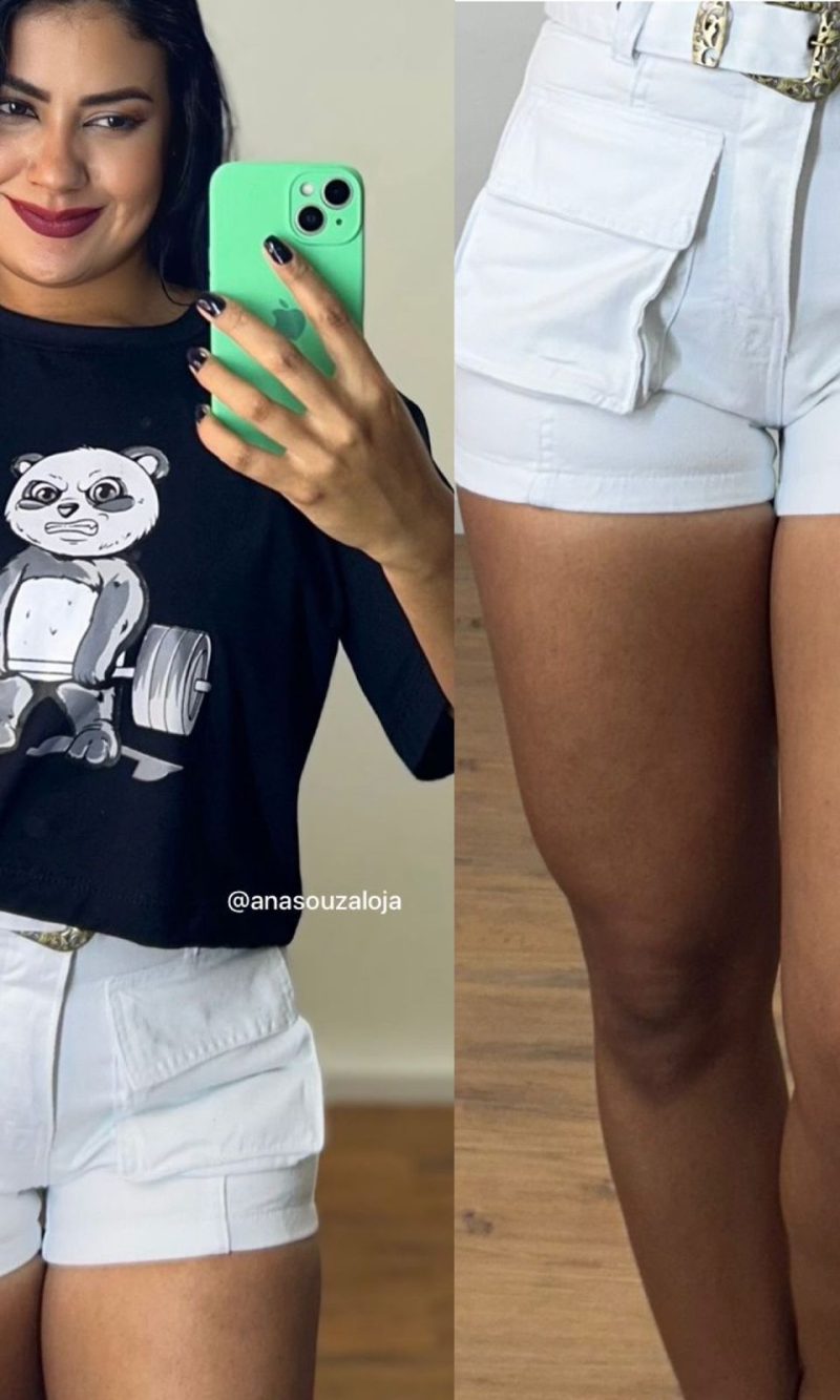 shorts jeans cargo com cinto branco shorts jeans cargo com cinto branco