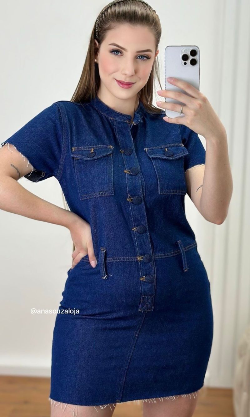 vestido jeans com cinto melinda
