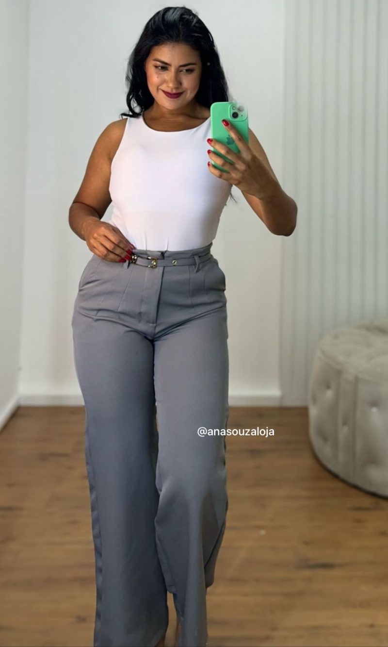 calÇa pantalona thais cinza