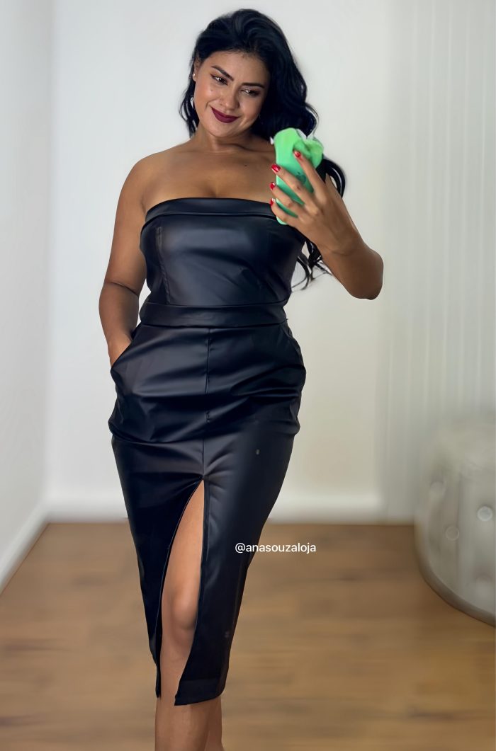 vestido de couro daiana marrom