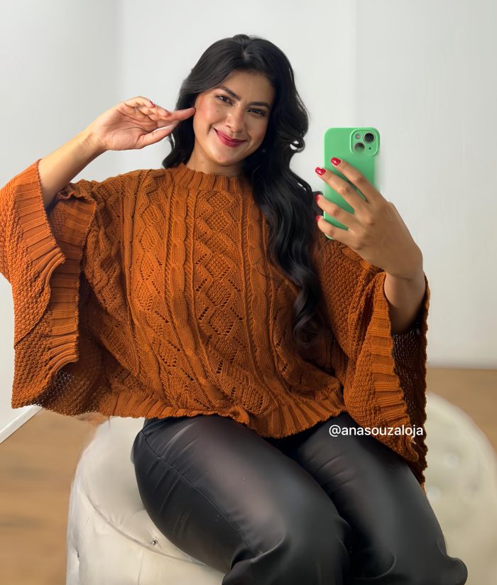 blusa de tricot eliana marrom