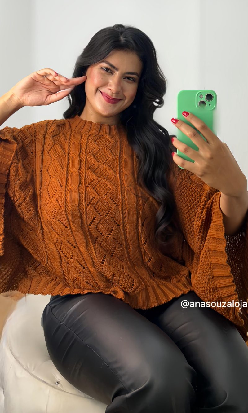 blusa de tricot eliana marrom