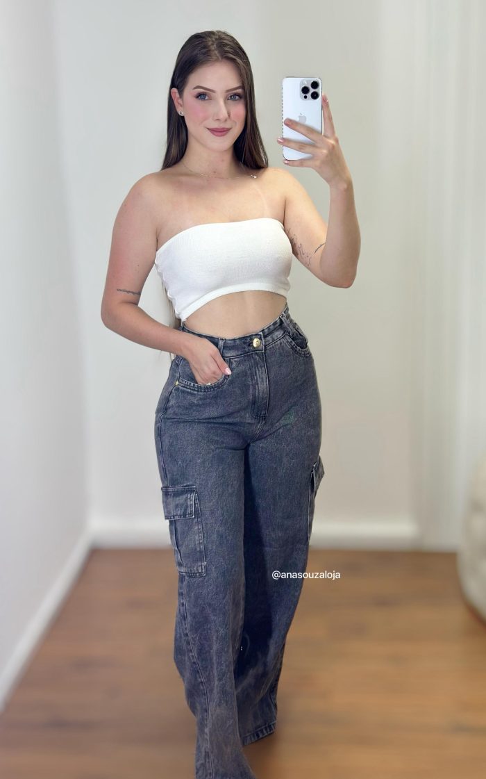 wide leg cargo marmorizada