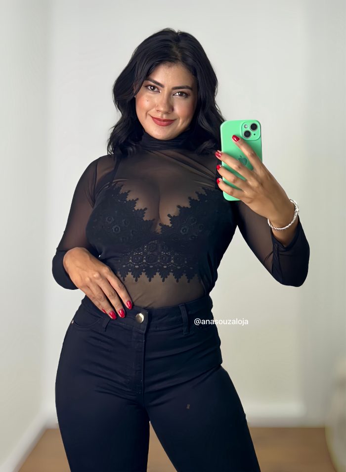 boddy de tule golinha preto