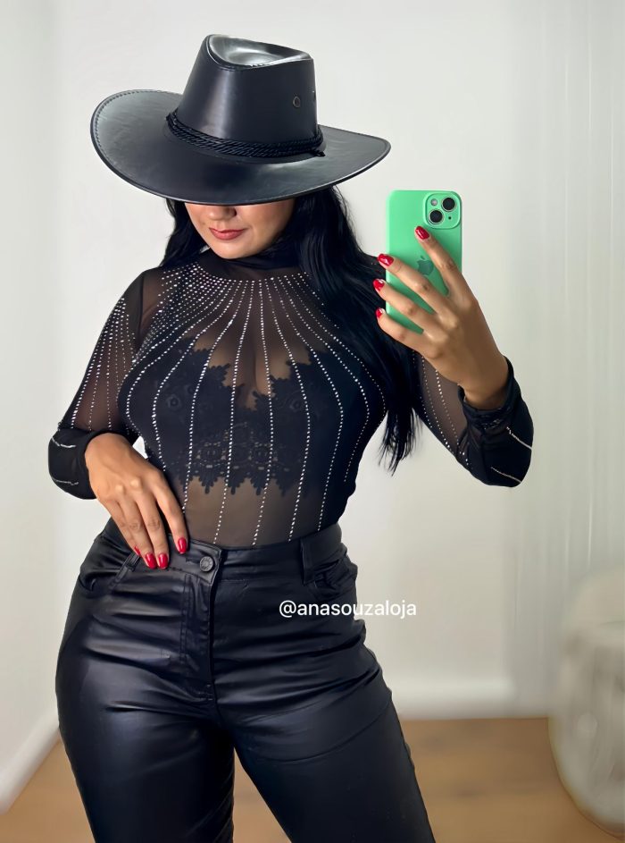 boddy de tule leticia preto