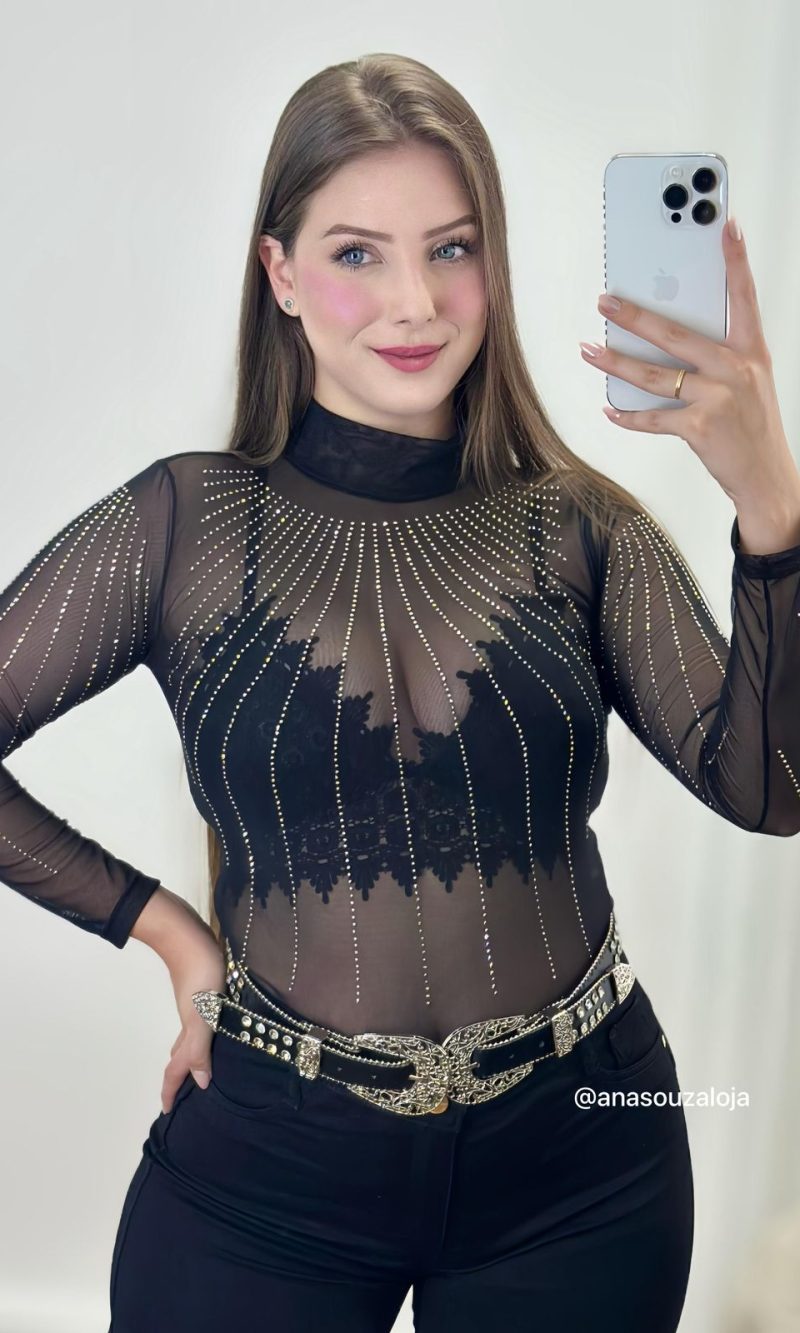 boddy de tule leticia preto