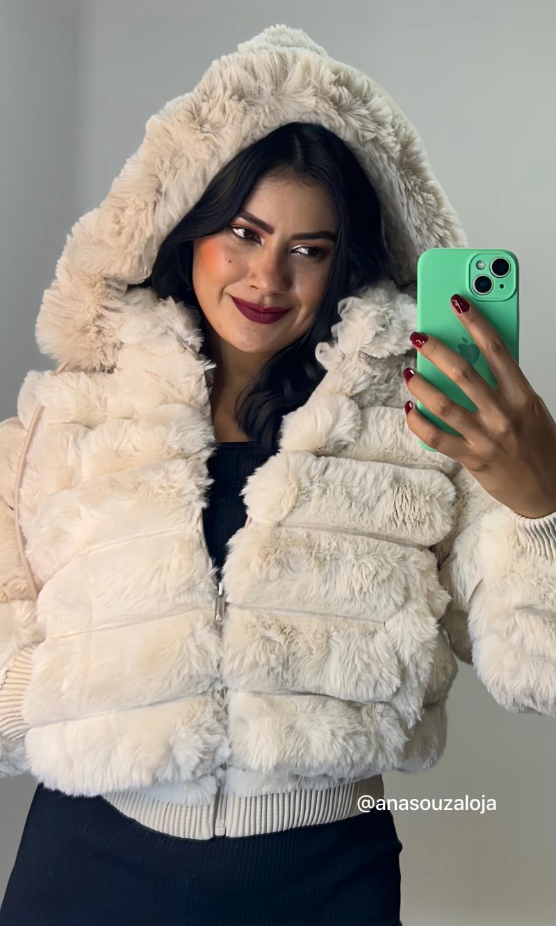 jaqueta peluciada damyller marrom