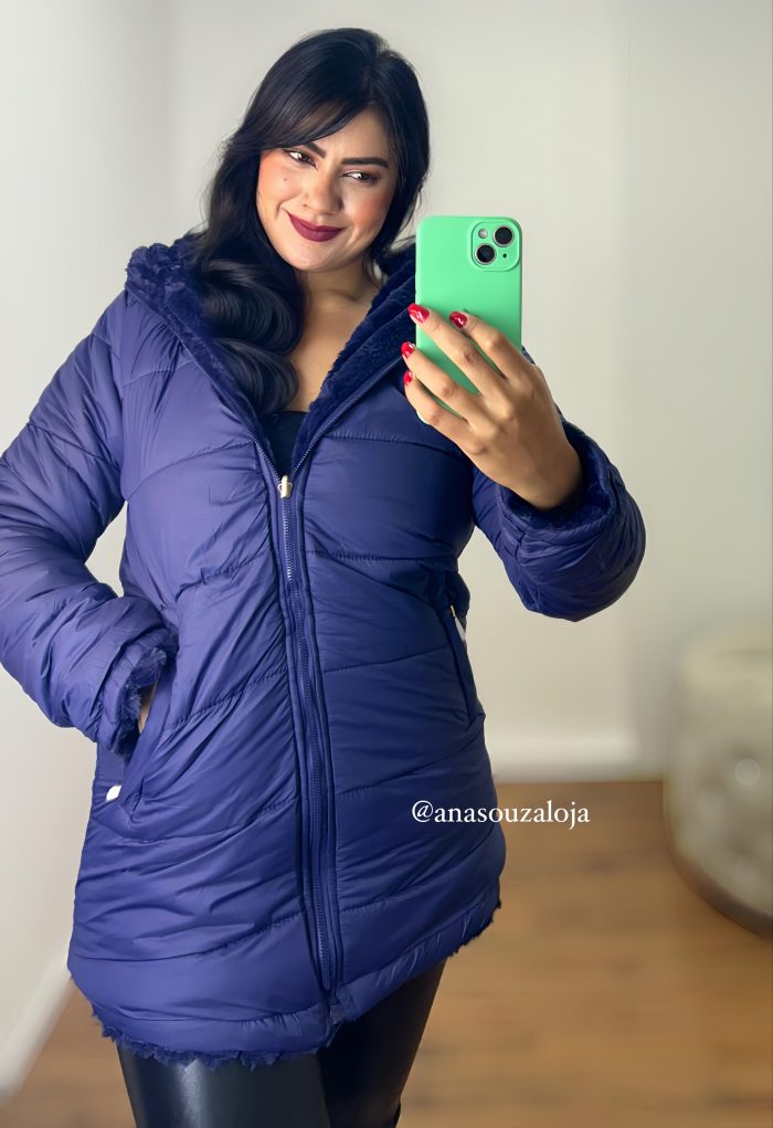 jaqueta dupla face aline azul