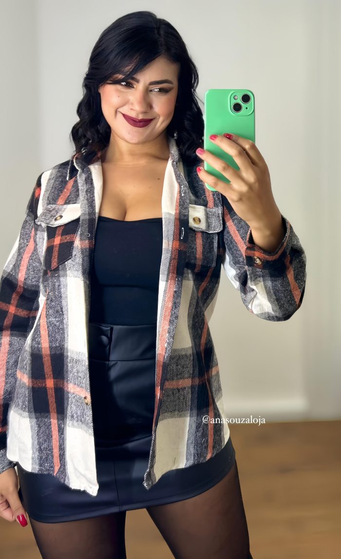 camisa xadrez maria preto