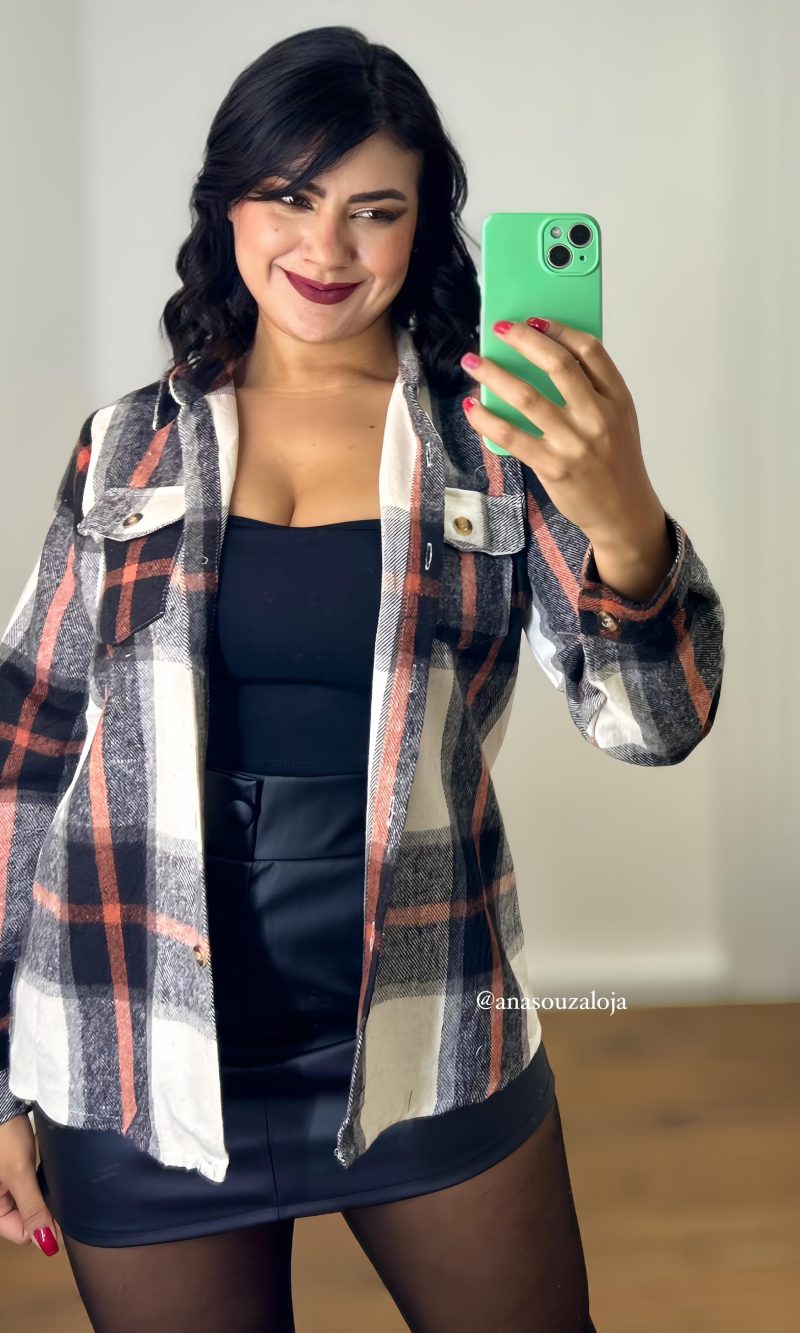camisa xadrez maria preto