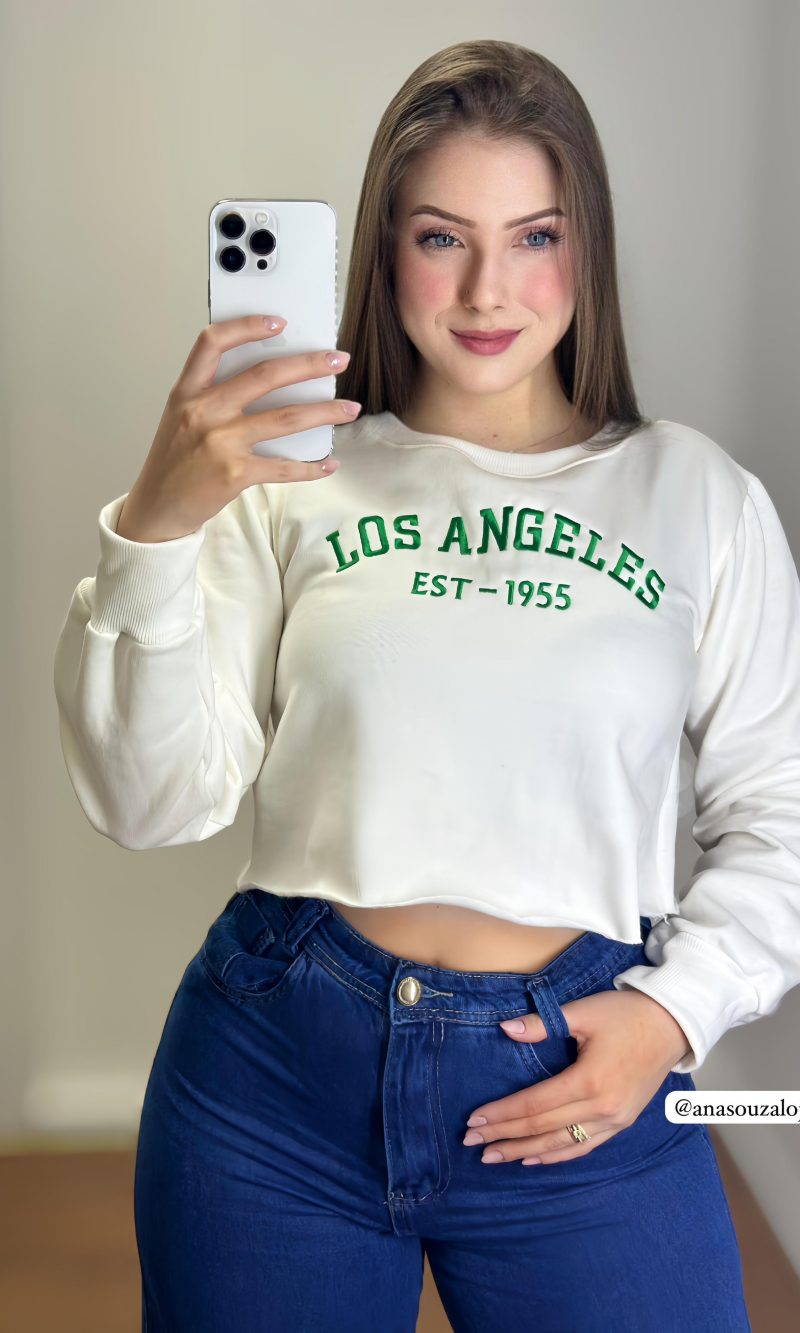 cropped moletom los angeles marrom