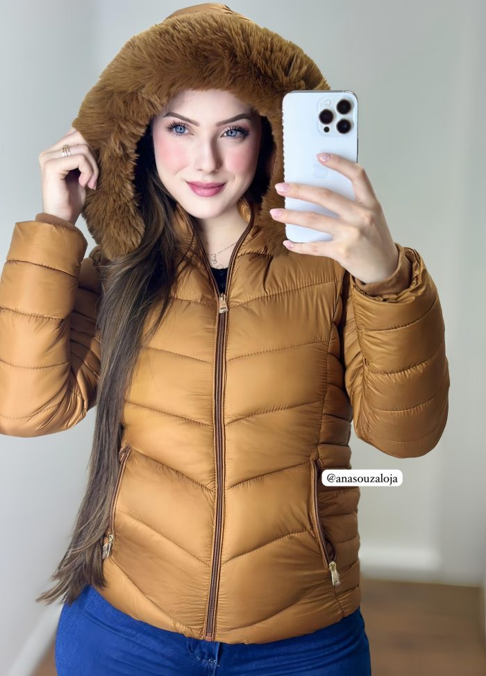 jaqueta microfibra aline caramelo