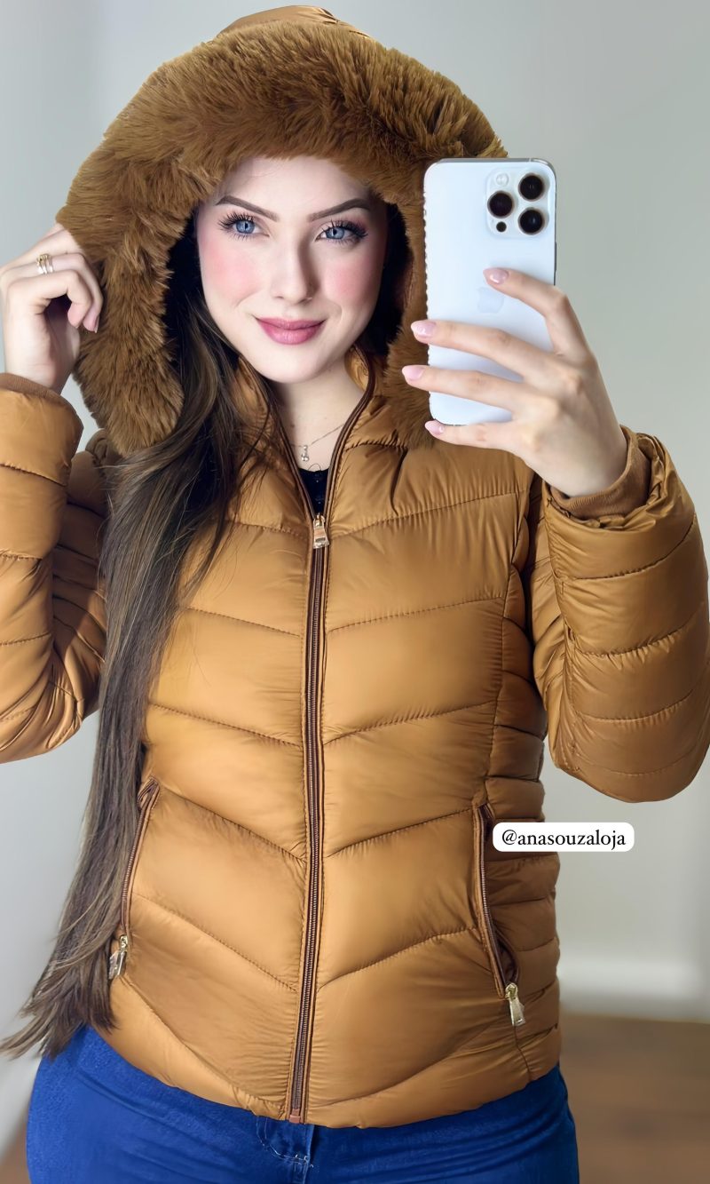 jaqueta microfibra aline caramelo