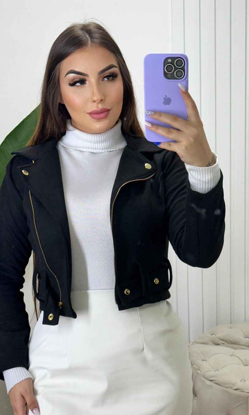 jaqueta suede gaby preto