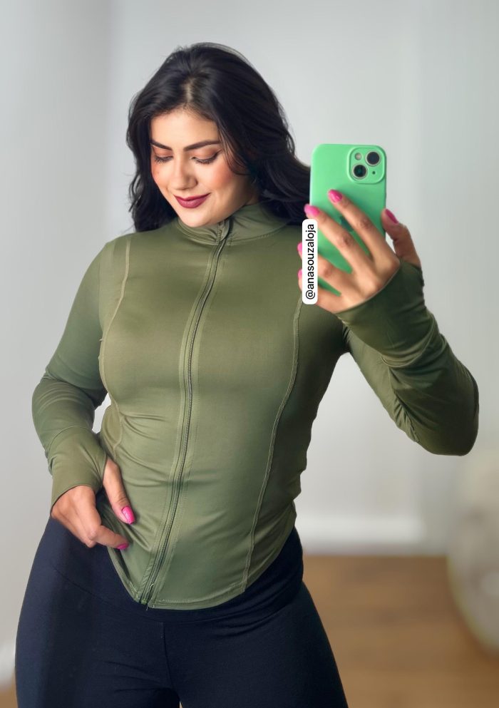 jaqueta fitness training verde