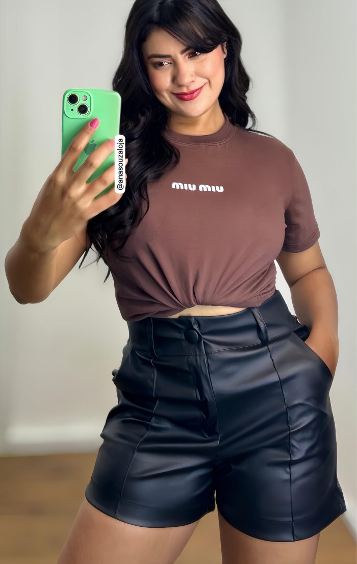 shorts de couro jÉssica cor cafÉ