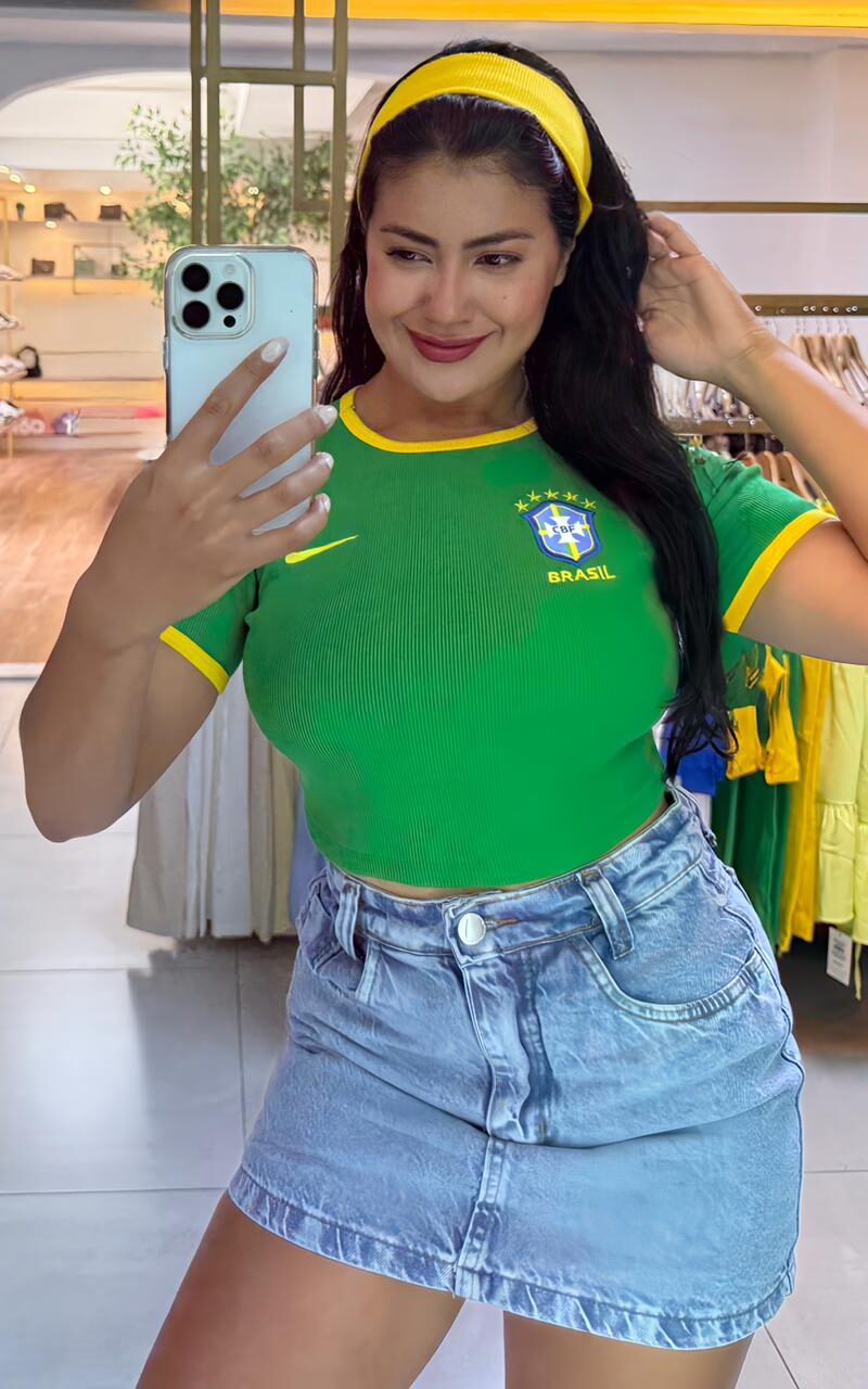 cropped brasil .mang. amarelo