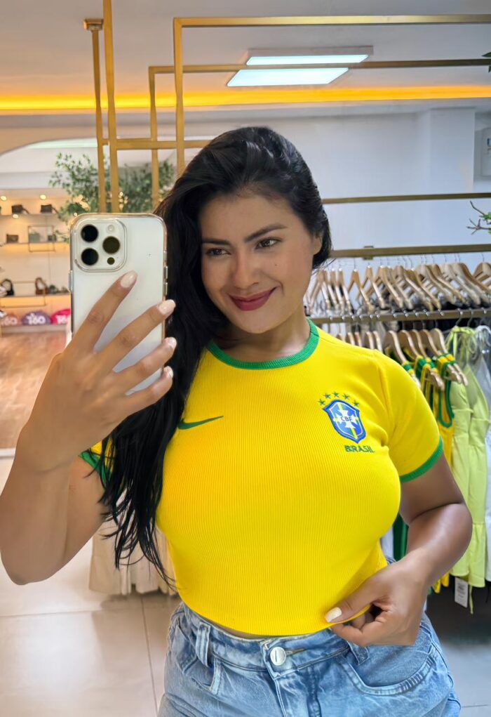 cropped brasil .mang. amarelo
