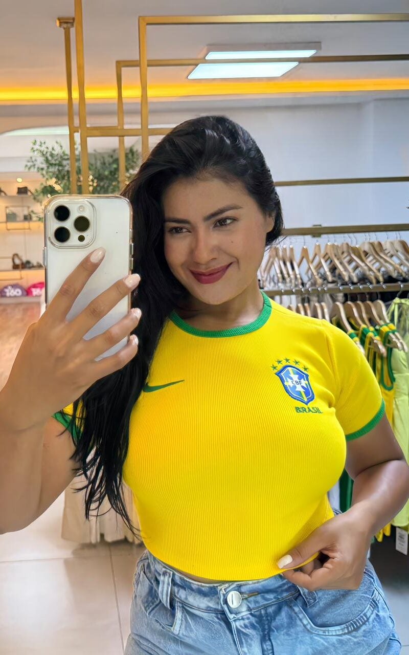 cropped brasil .mang. amarelo