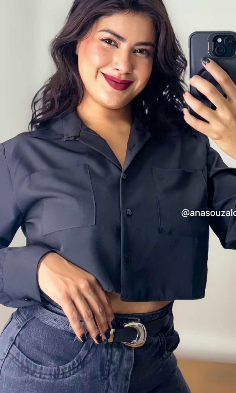 cropped camisa bermont preto